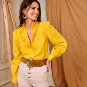 Sezane Chlo Shirt in Yellow Marigold Size 36 (4)